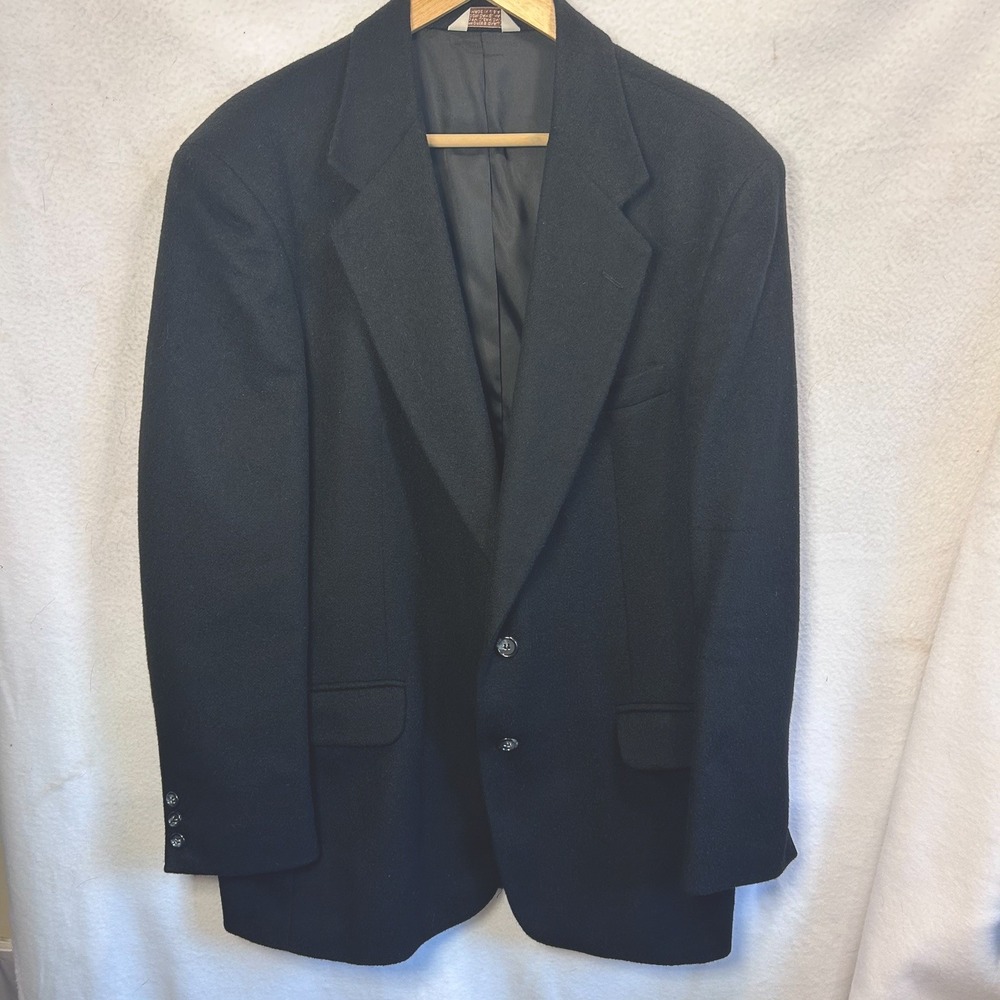 Hunt Valley 100% Camel Hair Blazer coat jacket Men 42R Classic Fit Navy Blue EUC